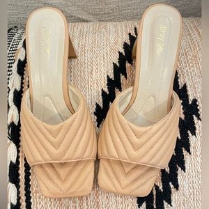 Nastygal brand nude open toed heels. Size 6.